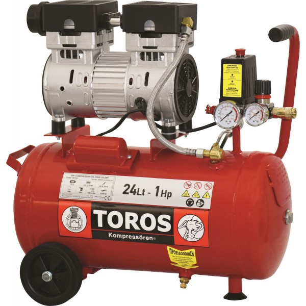 Αεροσυμπιεστής Μονομπλόκ OILFREE - SILENT - TOROS 40151 - 1HP - 24LT