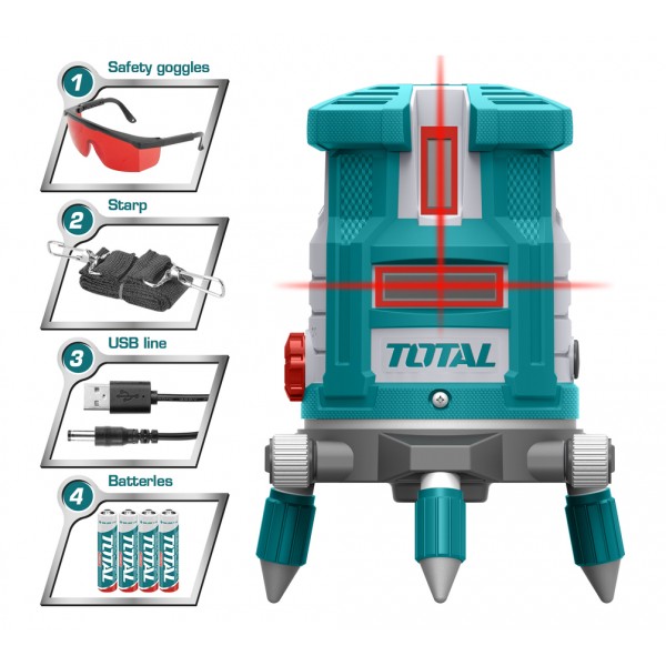 TOTAL ΑΛΦΑΔΙ LASER ΑΥΤΟ-ΟΡΙΖΟΝΤΙΟΥΜΕΝΟ 0-20m ΚΟΚΚΙΝΕΣ ΑΚΤΙΝΕΣ (TLL306505)