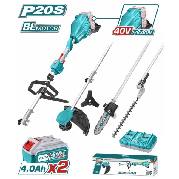 TOTAL ΕΠΑΓΓ. ΠΟΛΥΜΗΧΑΝΗΜΑ 4 σε 1 ΜΠΑΤ. Li-ion 2X20V(40V) / 4Ah / 2 ΜΠΑΤ. BL Motor (TSTLI2040386)