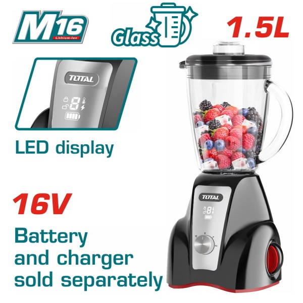 TOTAL ΜΠΛΕΝΤΕΡ ΜΠΑΤ. Li-ion 16V / 1.5Lit ΧΩΡΙΣ ΜΠΑΤΑΡΙΑ & ΦΟΡΤΙΣΤΗ (TJB050K)