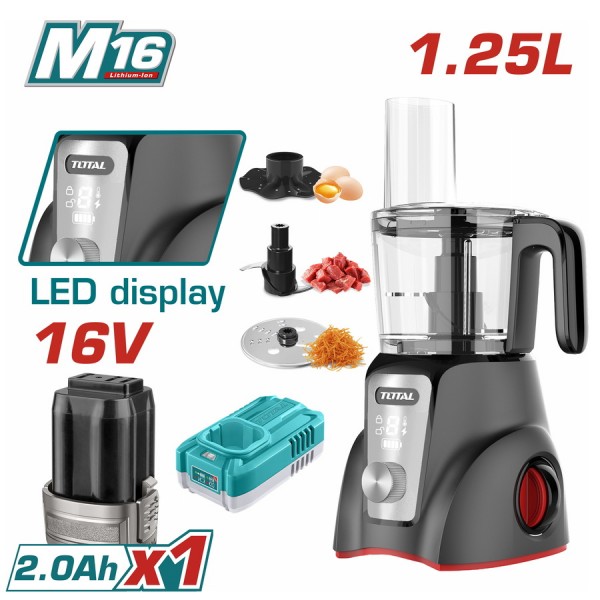 TOTAL ΜΠΛΕΝΤΕΡ - ΠΟΛΥΚΟΠΤΗΣ Multi ΜΠΑΤ. Li-ion 16V / 1.25Lit / 2Ah / 1 ΜΠΑΤ (TMG027K)