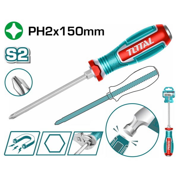 TOTAL ΕΠΑΓΓ. ΚΑΤΣΑΒΙΔΙ ΜΑΓΝ. ΧΤΥΠΗΤΟ ΣΤΑΥΡΟΥ PH2 X 150mm (TGTPH2150)