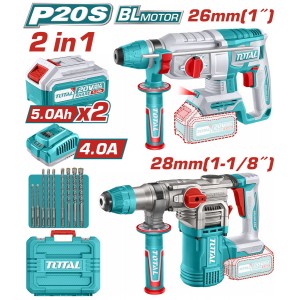 TOTAL ΕΠΑΓΓ. ΣΕΤ ΠΝΕΥΜΑΤΙΚΑ ΠΙΣΤΟΛΕΤΑ 2τεμ ΜΠΑΤ. Li-ion 20V / 5Ah / 2 ΜΠΑΤ. BL Motor (TOSLI250462E)
