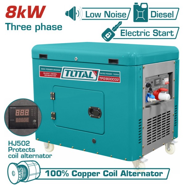 Γεννήτρια Πετρελαίου 10 kVA Τριφασική Κλειστού Τύπου TOTAL TP2800032