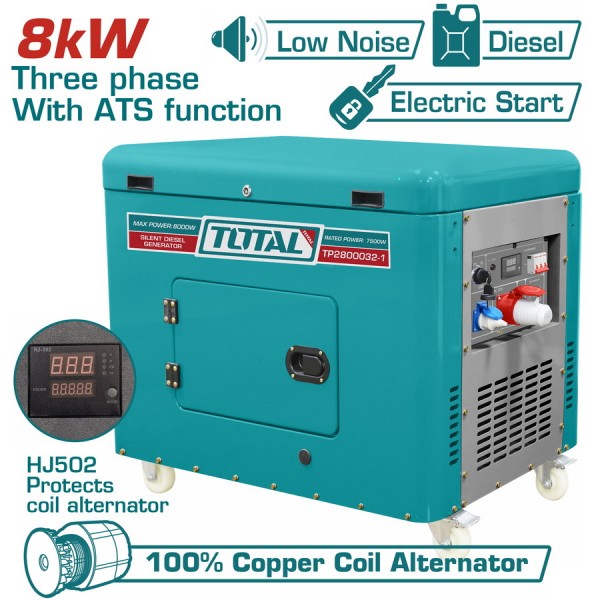 Γεννήτρια Πετρελαίου 10 kVA Τριφασική Κλειστού Τύπου με ATS TOTAL TP2800032-1