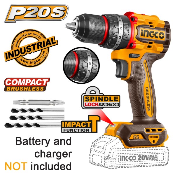 Κρουστικό Δραπανοκατσάβιδο Μπαταρίας 20V Li-Ion SOLO 55Νm Κρουστικό Δραπανοκατσάβιδο Μπαταρίας 20V Li-Ion SOLO 55Νm