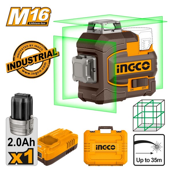 Αυτοαλφαδιαζόμενο Πράσινο Laser 3D Μπαταρίας 16V Li-Ion Αυτοαλφαδιαζόμενο Πράσινο Laser 3D Μπαταρίας 16V Li-Ion