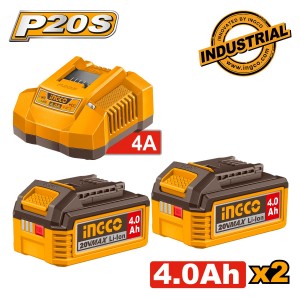 Μπαταρία 2 τεμ. 4.0Ah + Φορτιστής 4Α 1 τεμ. Σετ