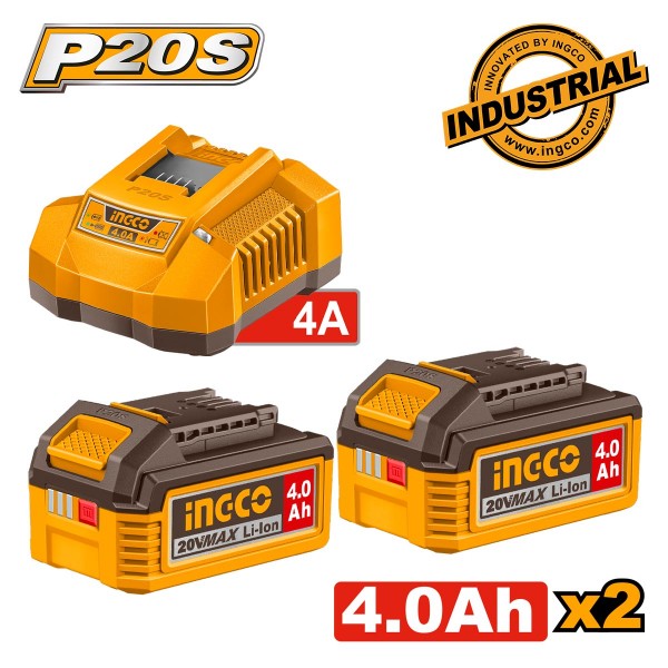 Μπαταρία 2 τεμ. 4.0Ah + Φορτιστής 4Α 1 τεμ. Σετ