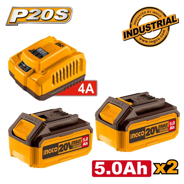 Μπαταρίες 2 τεμ. 5.0Ah + 1 τεμ. Φορτιστής 4Α Σετ 3 τεμ.