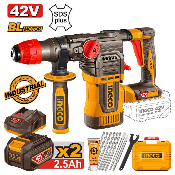 Πιστολέτο Περιστροφικό Κρουστικό Σκαπτικό Μπαταρίας 42V Li-Ion 4.5J Φ28mm