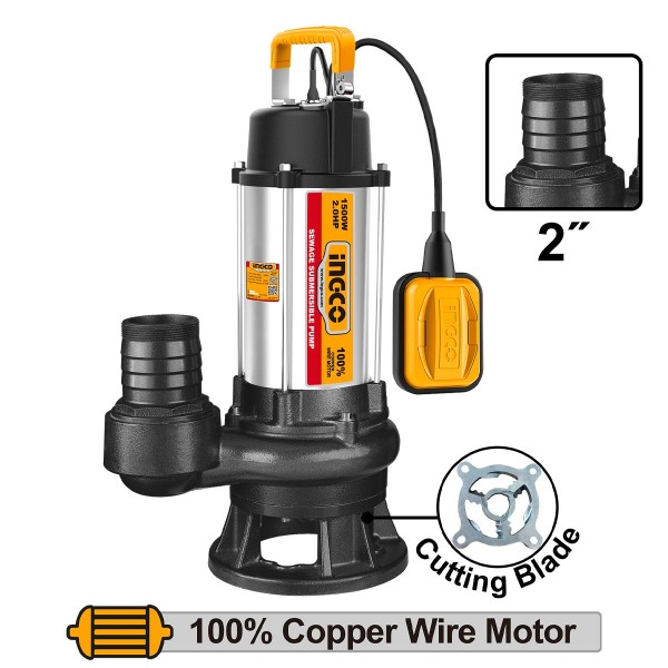 Υποβρύχια Αντλία INOX με Κοπτήρα Λυμάτων 1500W Υποβρύχια Αντλία INOX με Κοπτήρα Λυμάτων 1500W