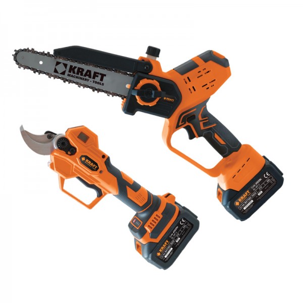 KRAFT: ΣΕΤ ΨΑΛΙΔΙ ΚΛΑΔΕΜΑΤΟΣ 40 mm + ΚΛΑΔΕΥΤΙΚΟ ΑΛΥΣΟΠΡΙΟΝΟ 200 mm ΜΠΑΤΑΡΙΑΣ 21V 2x3Ah